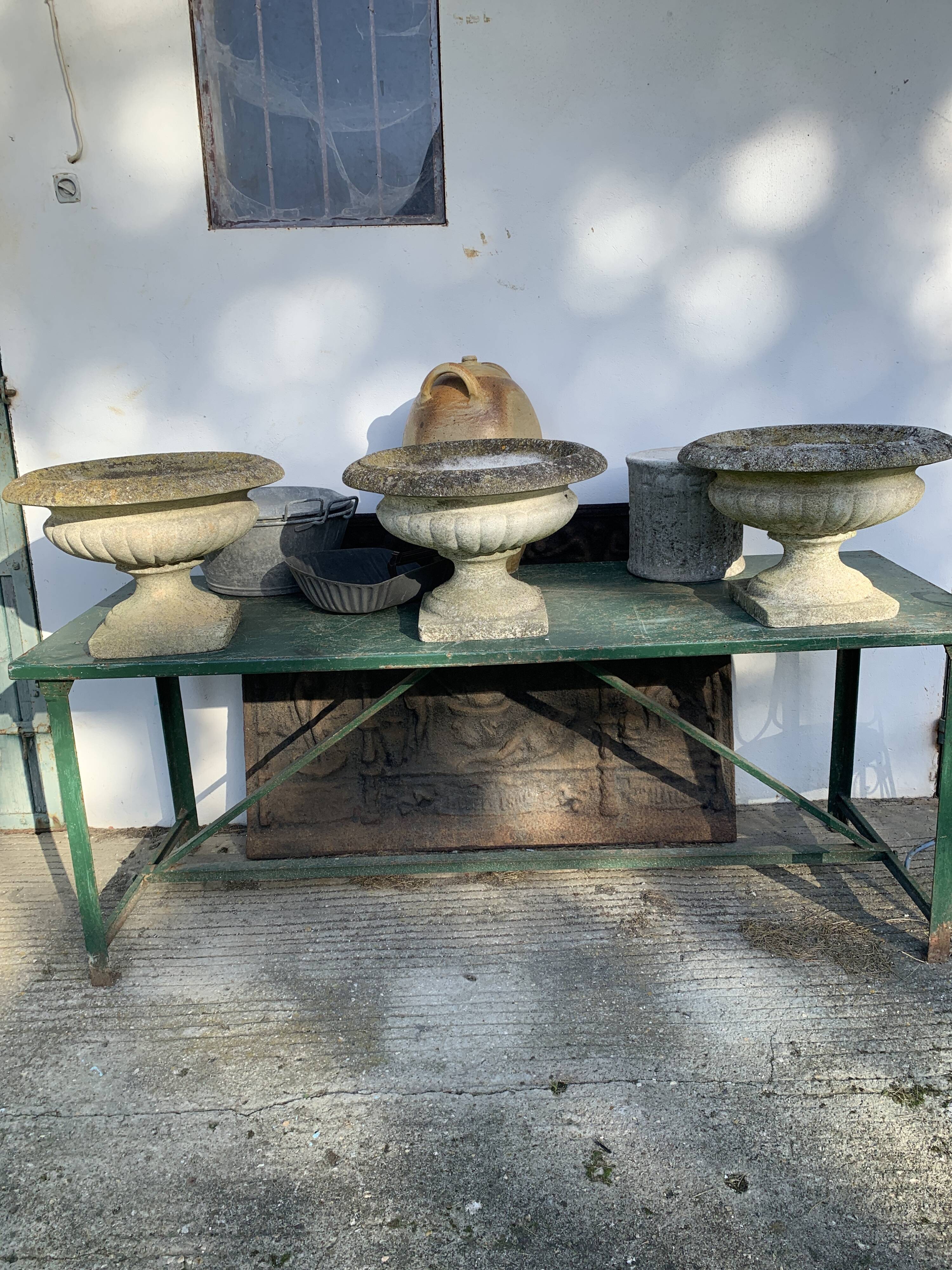 3 Medici vases in reconstructed stone