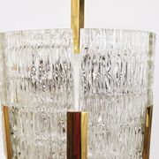 Kalmar Suspension Tambour Drum, Brass, Frosted Textured Glass, Austria, 1960s