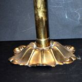 Lot de 2 Bougeoirs flambeaux anciens en laiton doré décor classique