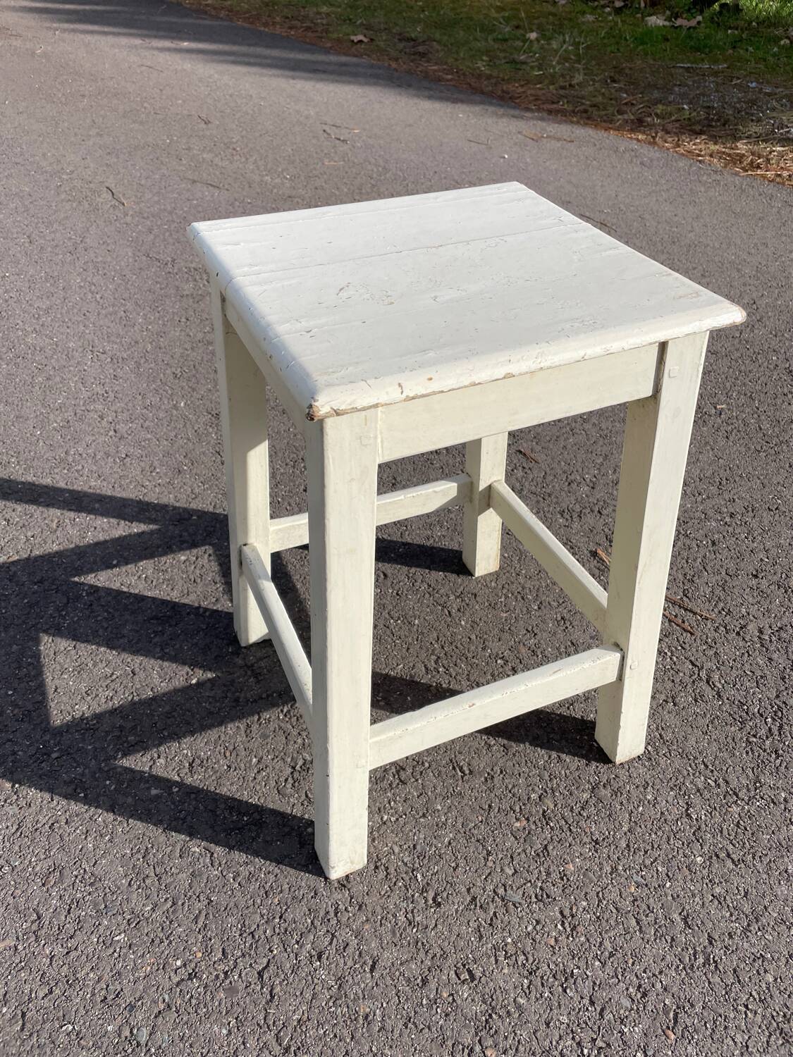 White square wooden stool