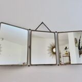 Triptych barber mirror 68x28cm