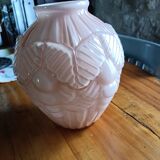 Art Deco pink opaline vase