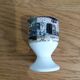 Coquetier faience blanche decoration hen rooster and chicks