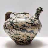 Vintage Brown and Green Lacquered and Handpainted Terracotta Vase, Deruta, Italy