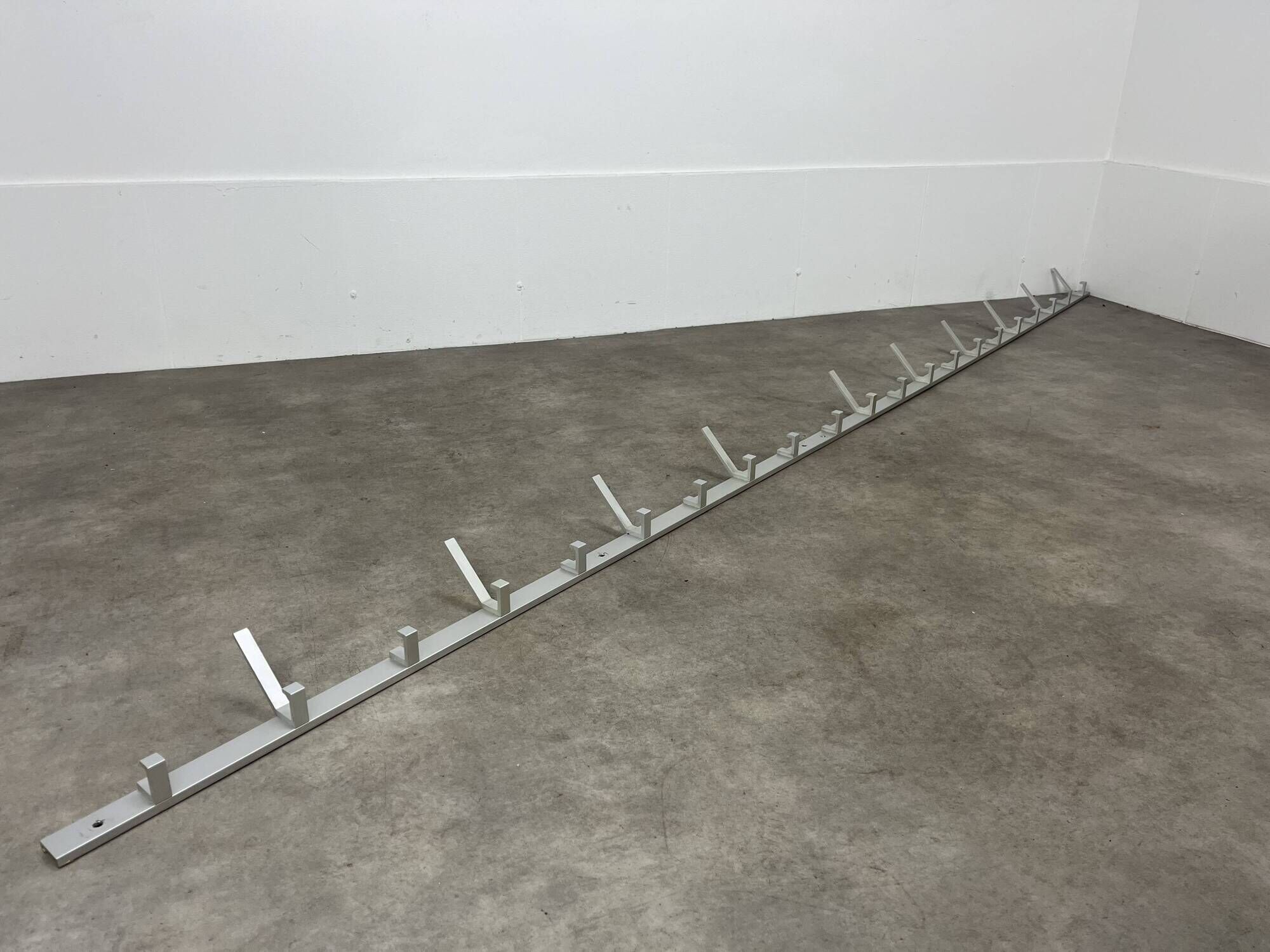 70s design aluminum wall coat rack, 21 hooks