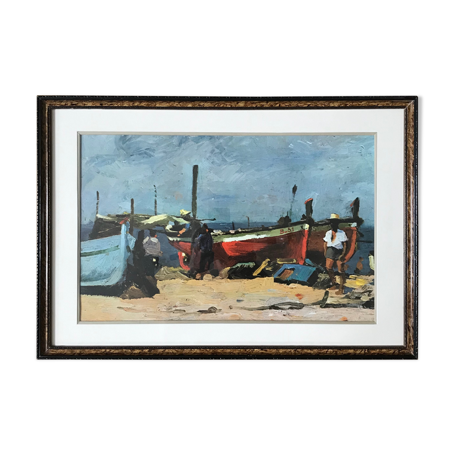 Tableau bateaux et pêcheurs