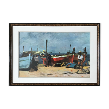 Table of boats and fishermen