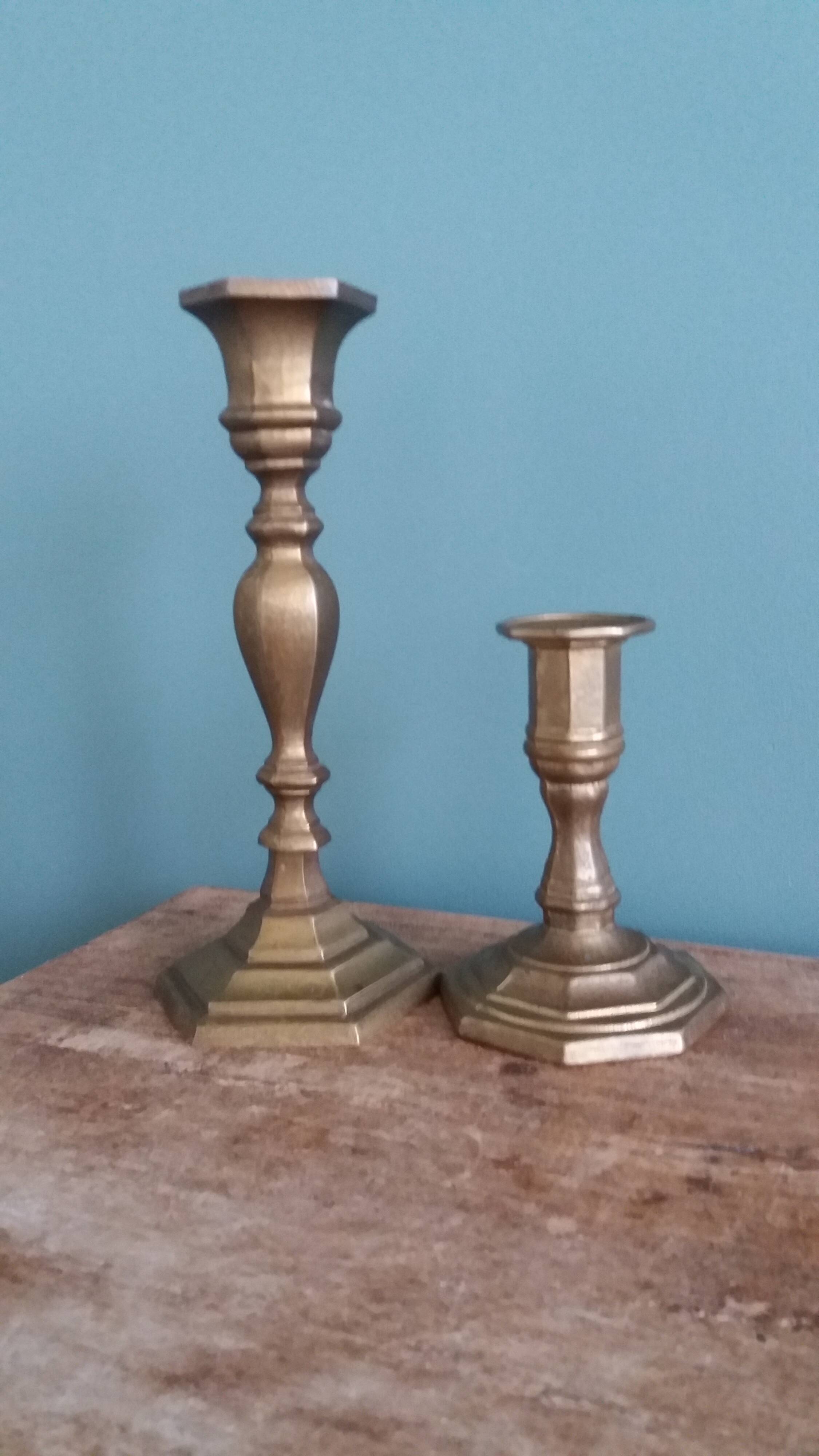 Bronze or brass candlesticks