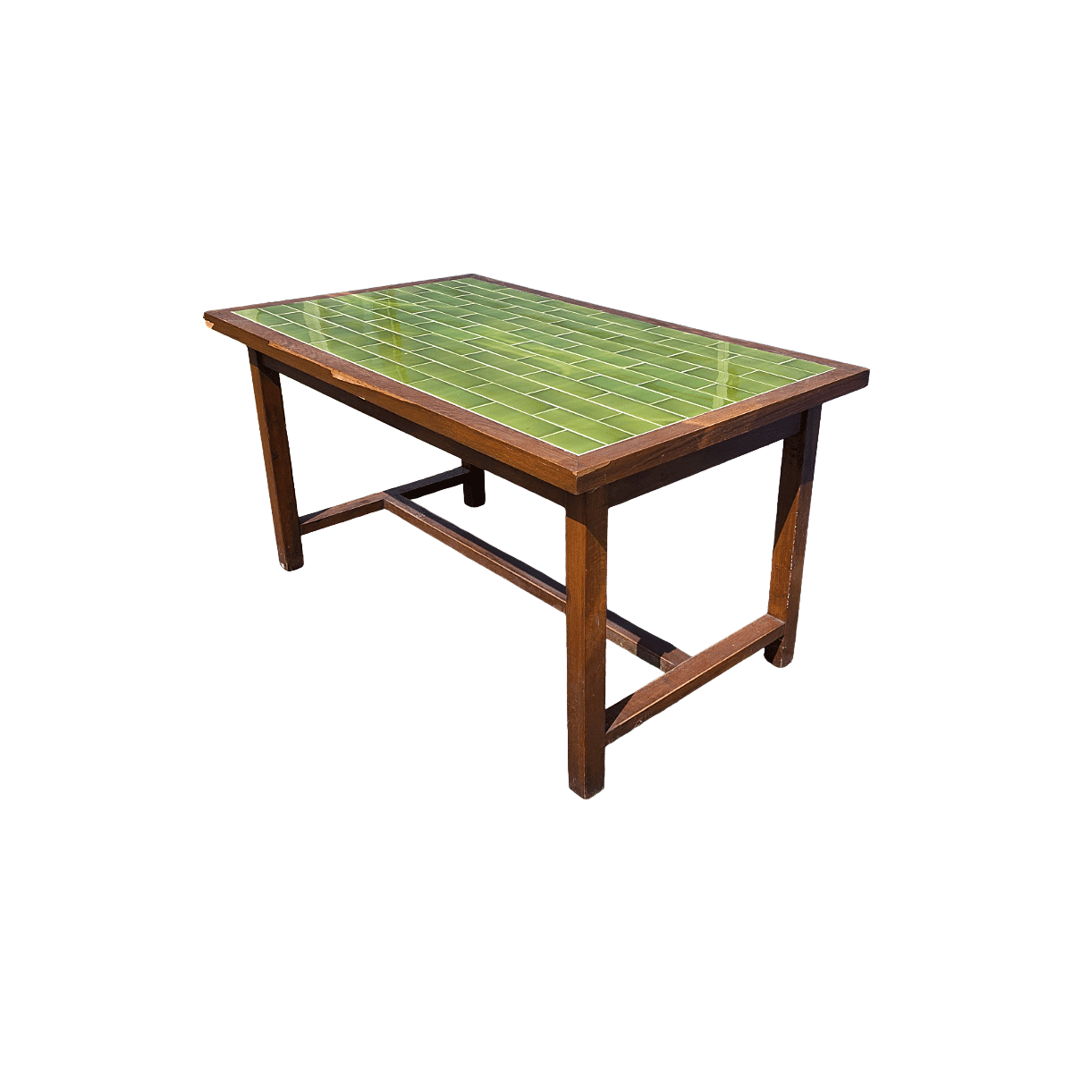 Vintage French dining table with green tiles, 1950s/60s.