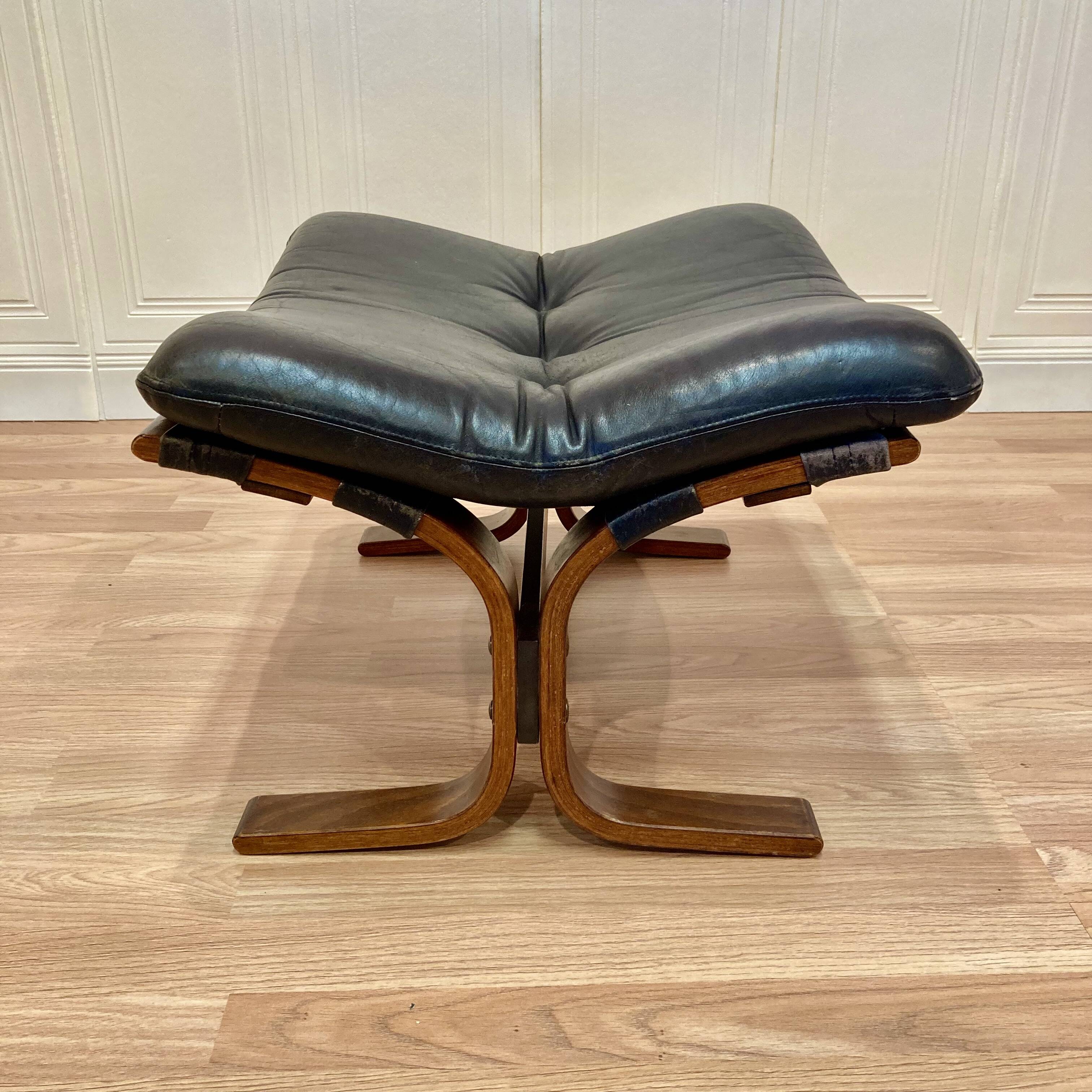 Leather ottoman "Scandinavian design" 1960.