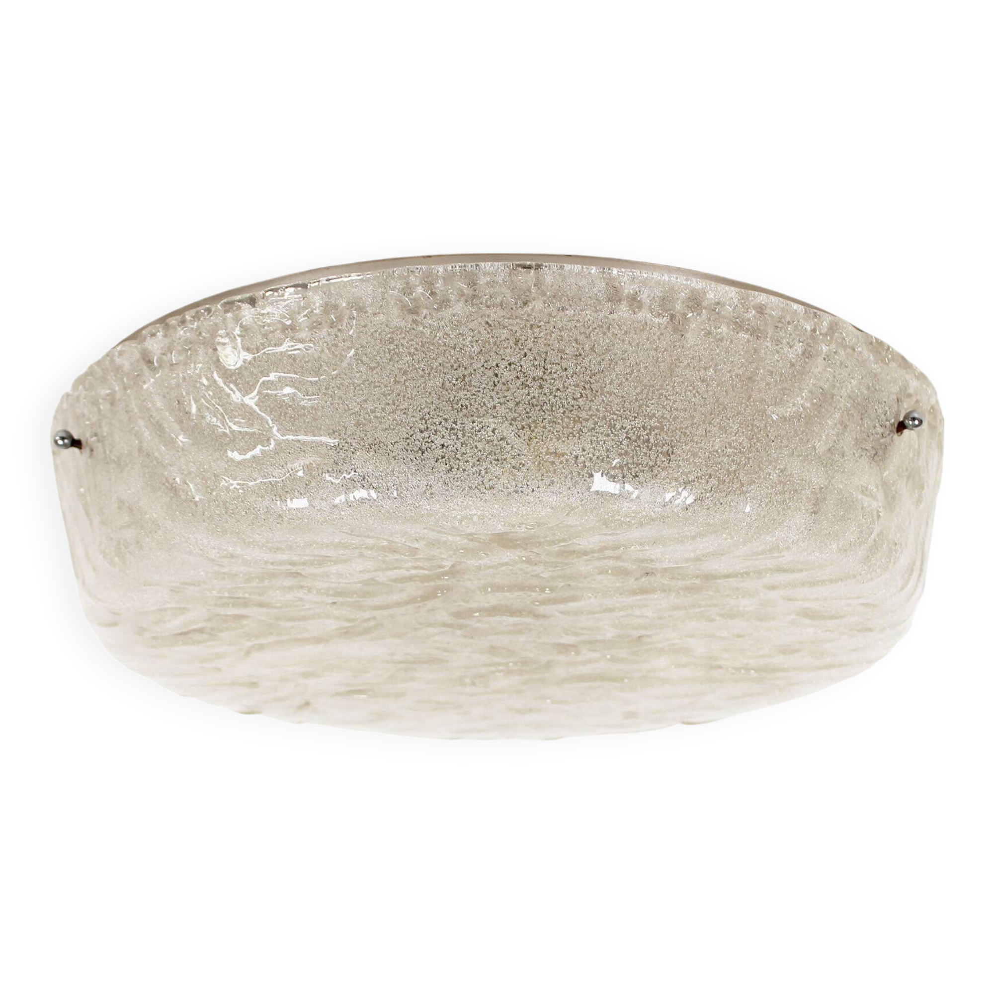 Large glass and polished metal glass flush mount lights by Sische, Germany
