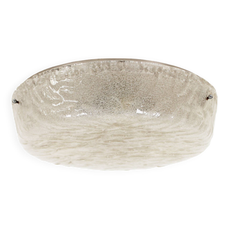 Large glass and polished metal glass flush mount lights by Sische, Germany