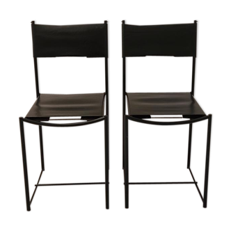 Pair of Natural Leather Chairs 'Spaghetti 101' by Giandomenico Belotti for Alias, 1970’s