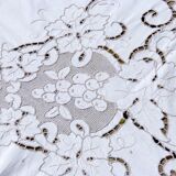 Old rectangular tablecloth hand embroidered