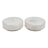Pair of vintage Erco diamond-tipped glass ceiling lights from the 60s Diameter 35cm
