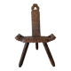 Vintage Spanish tripod chair in carved wood