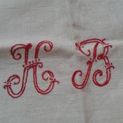 Nappe à thé en damassé de coton blanc et rouge