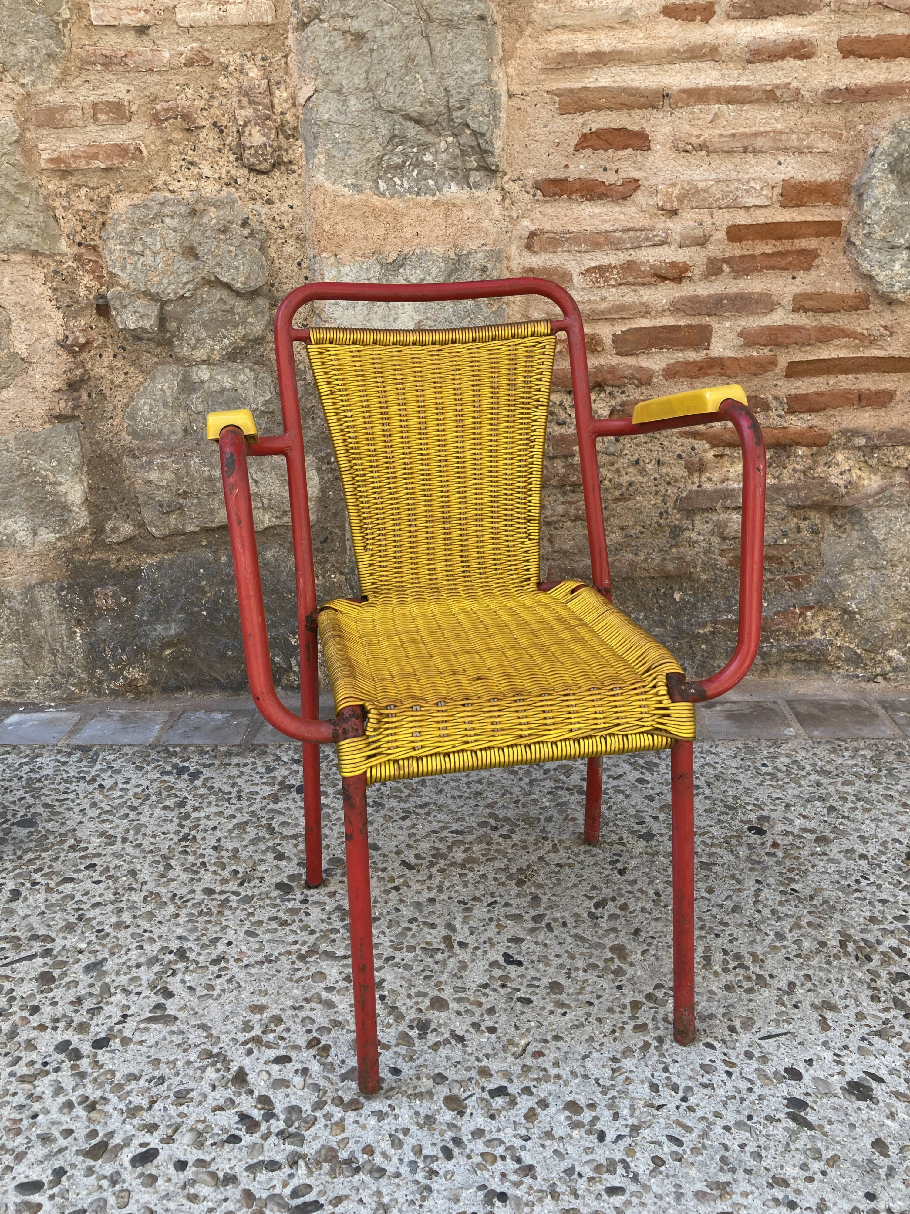 Garden armchair in scoubidou
