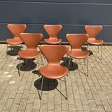 Fritz Hansen series 7 Vlinderstoelen in Cognac leather NIEUW!!