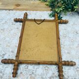Early 20th Century Bamboo Style Turned Wood Hanging Mirror