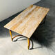 Elegant travertine coffee table with brass base, 1970s