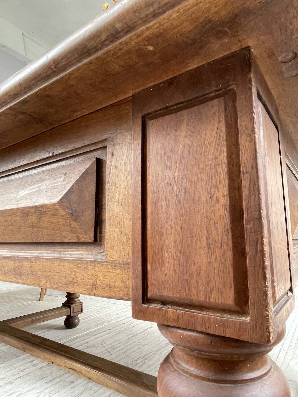 Solid walnut farmhouse castle table 1900 XXL