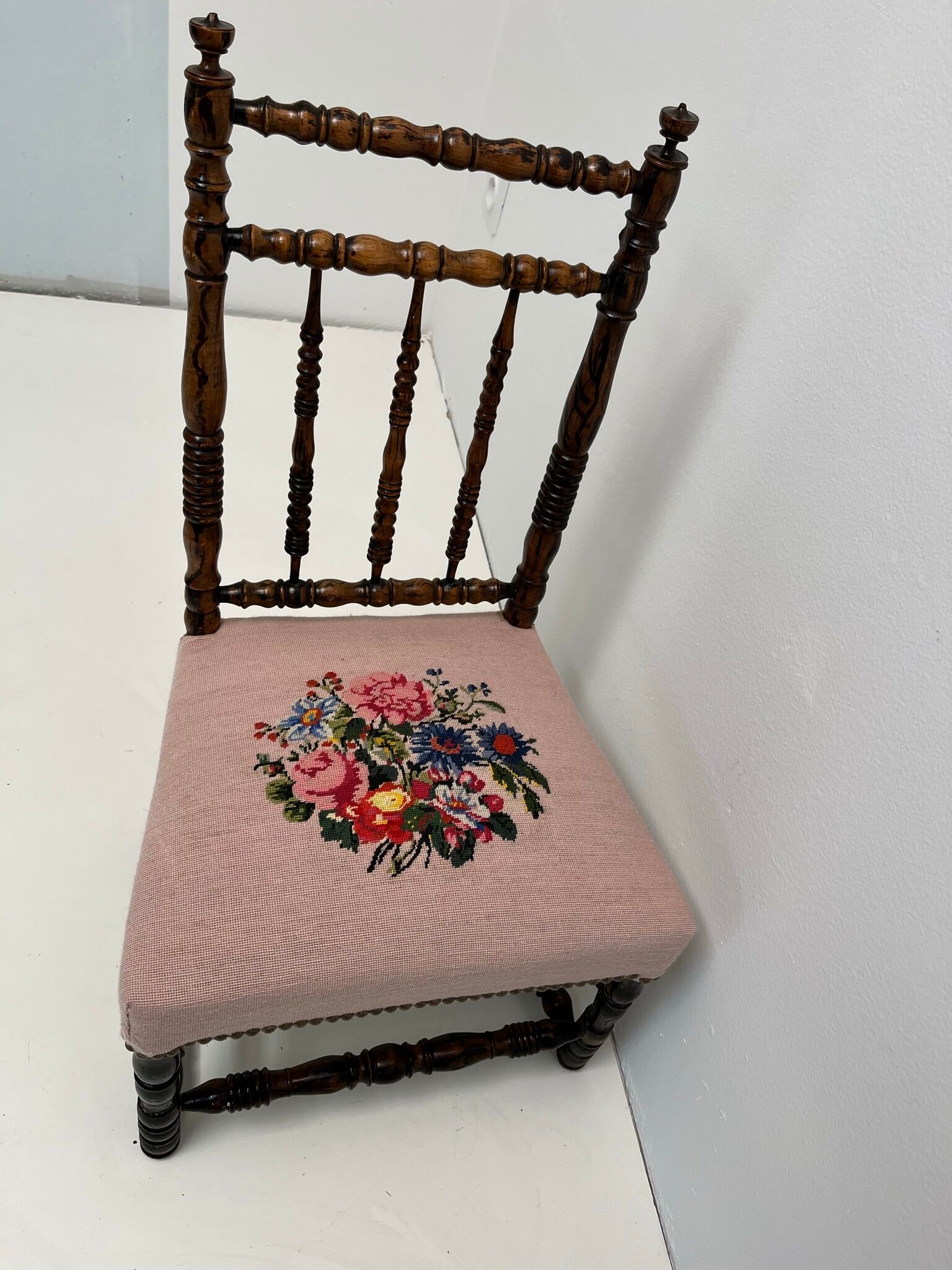 Children's chair Napoleon III wood turned vintage