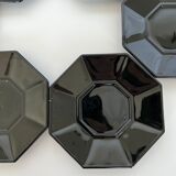 Service 6 black coffee cups and octagonal cups Octime Arcoroc France Esso collection