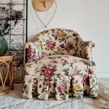 Antique flowered toad armchair
