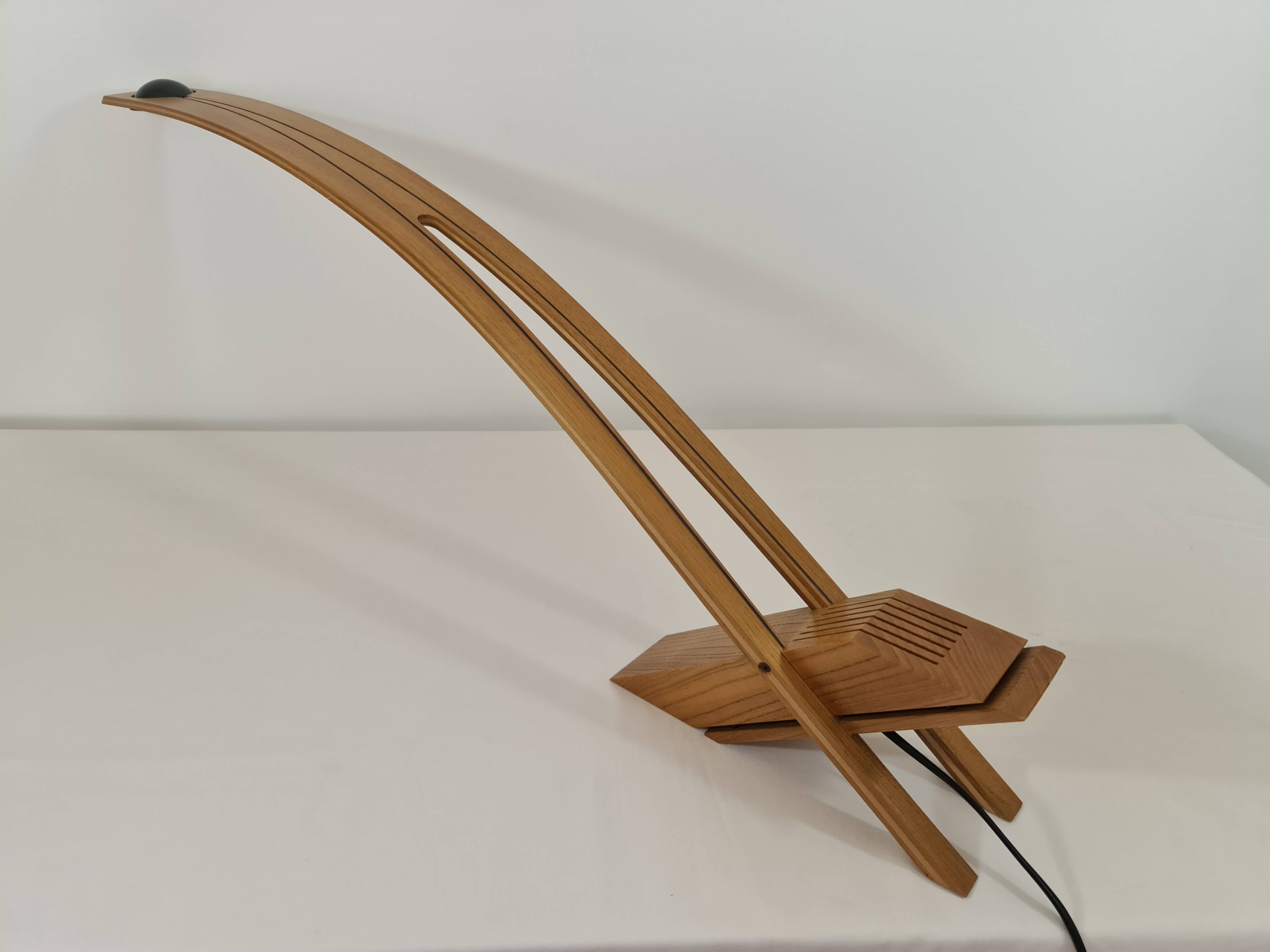 Syko desk lamp by bernard brousse in elm 1980s