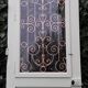 Entrance door 264x99cm old walnut oak wrought iron grille glass panel
