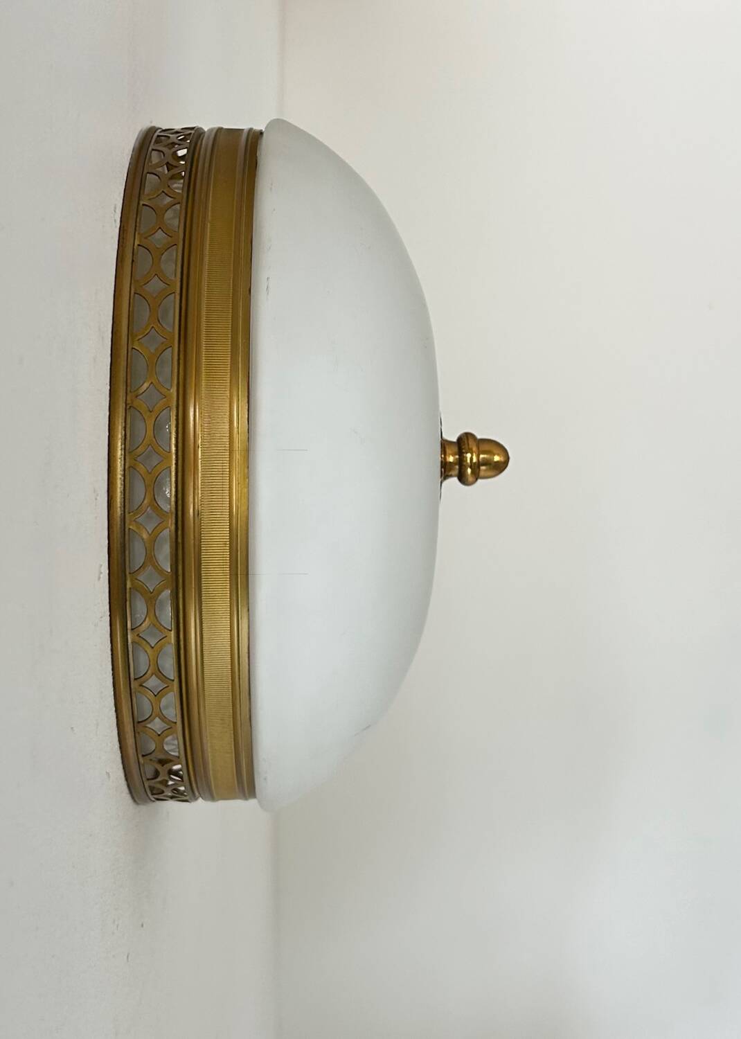 Vintage brass and opaline wall lamp, France 1970