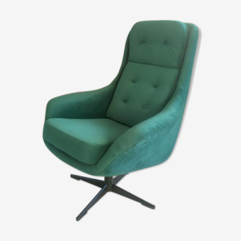 Fauteuil pivotant polonais vintage WEGA des années 70 en velours