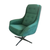 Fauteuil pivotant polonais vintage WEGA des années 70 en velours