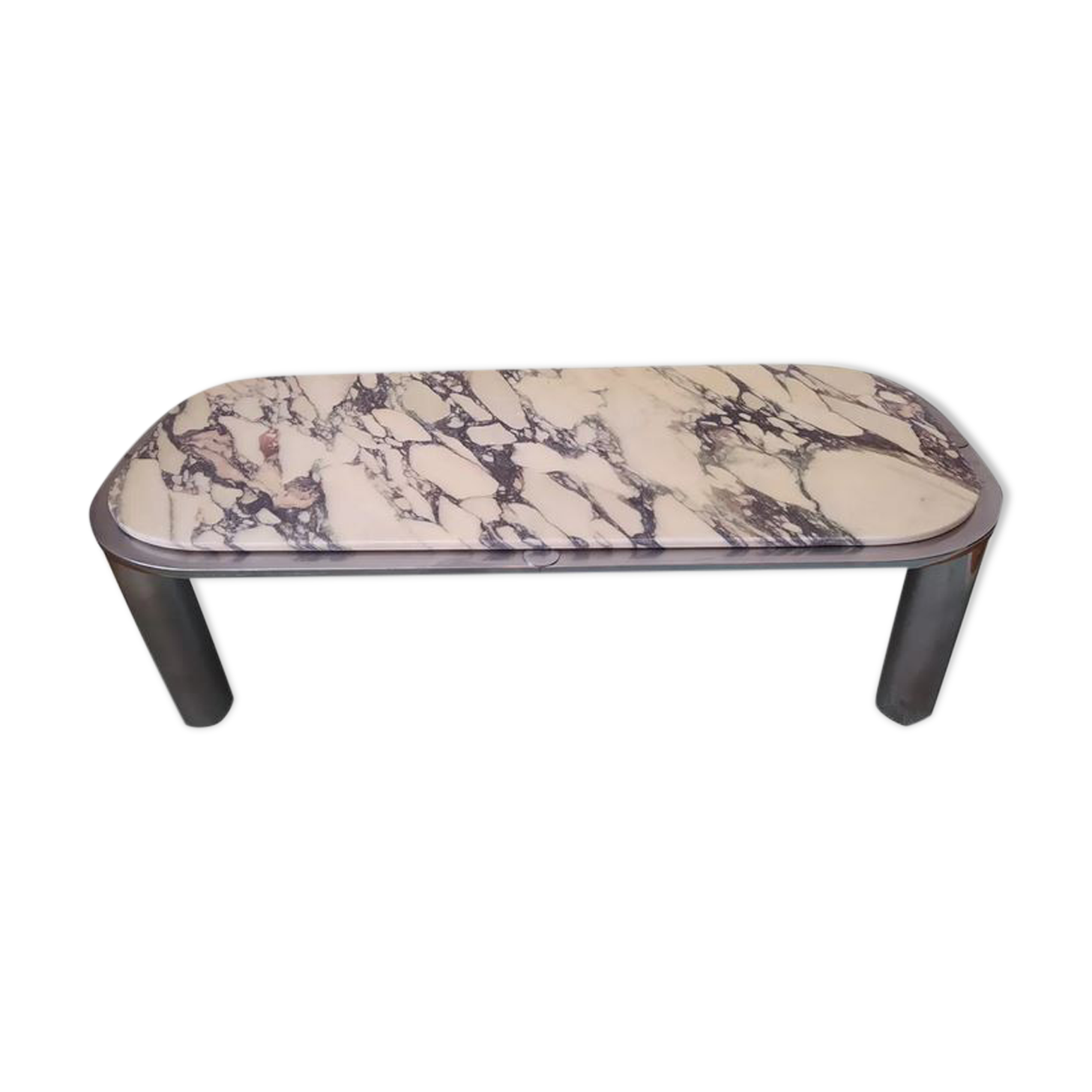Vintage rectangular coffee table italy 1970 in marble and chrome