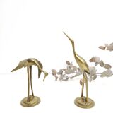 Pair brass herons