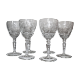Lot de 6 anciens verres à vin gravés