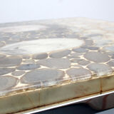 1970s space age coffeetable with pebble stones and acryl