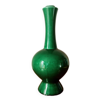 Green ceramic baluster vase