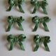 Set of 6 ribbon knife holders in green glazed earthenware 1980