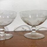 5 champagne glasses engraved in crystal