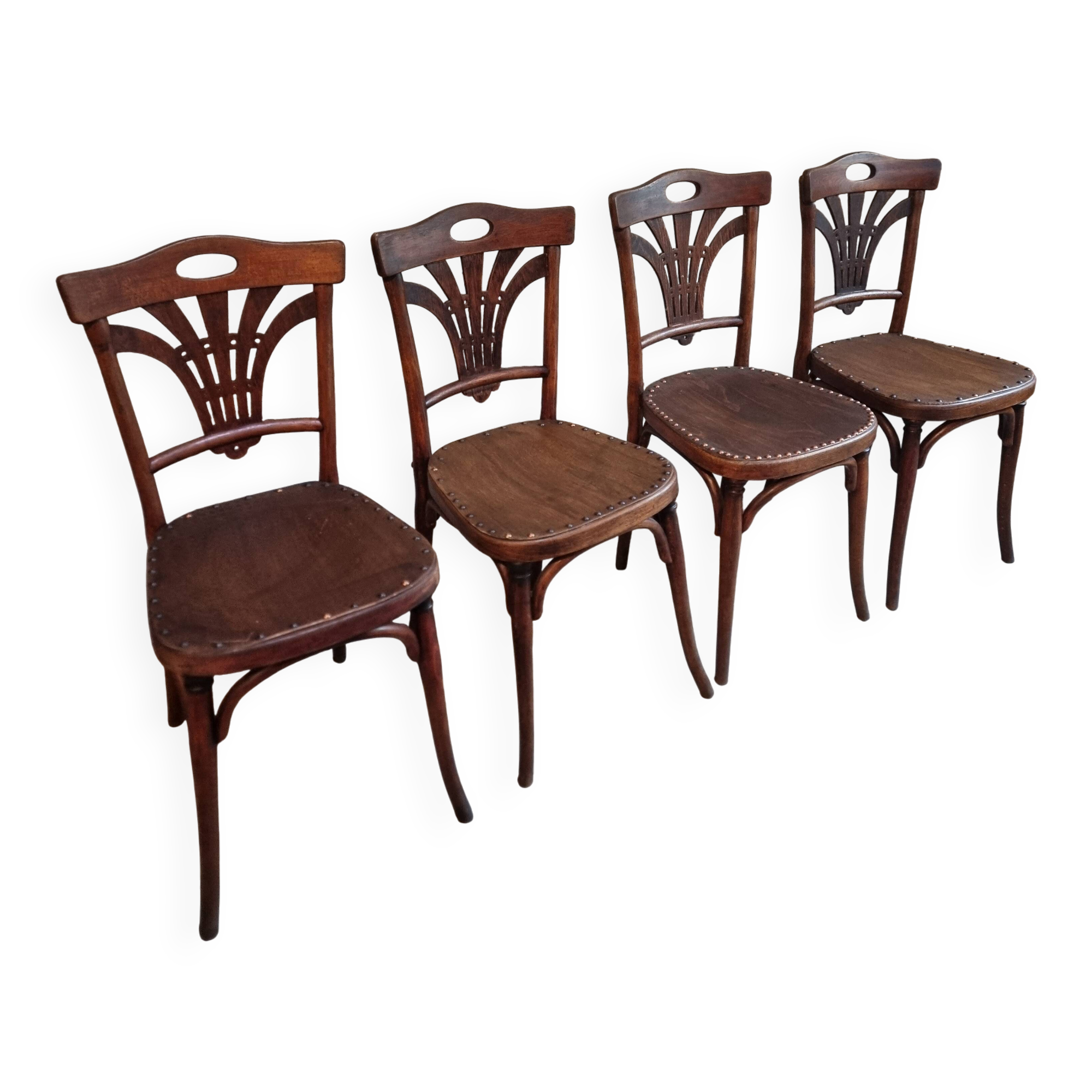 Ensemble de 4 chaises bistrot françaises anciennes Thonet – vers 1920