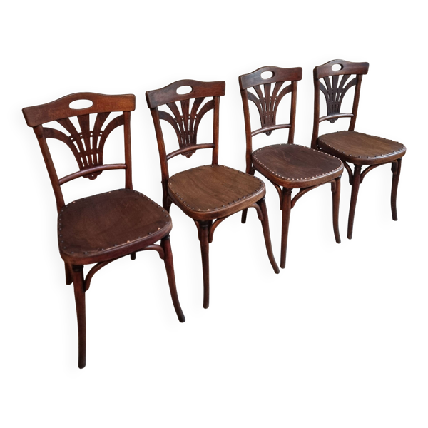 Ensemble de 4 chaises bistrot françaises anciennes Thonet – vers 1920