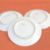 3 flat plates Porcelain of Limoges France "Crane ashy" ...