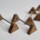 Set of four vintage metal and wood knife holders