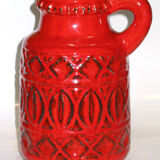 Superb pair of red vases by Bodo Mans for Bay 1960-1970's