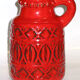 Superb pair of red vases by Bodo Mans for Bay 1960-1970's