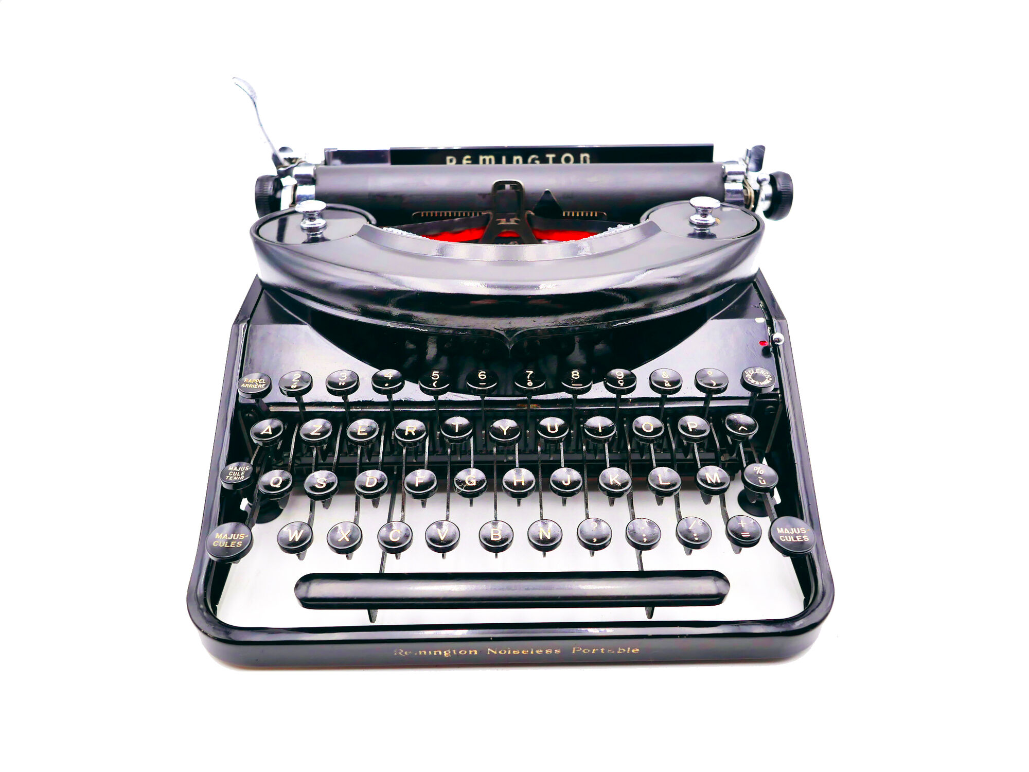 Machine à écrire Remington Noiseless Portable révisée ruban neuf 1932