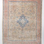 Tapis persan classique bleu et pêche