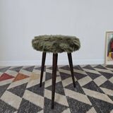 Tabouret tripode moumoute verte bois